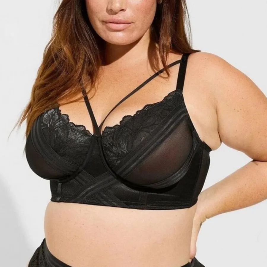 NWT TORRID Striped Mesh Elastic Longline Cutout Bra 4X