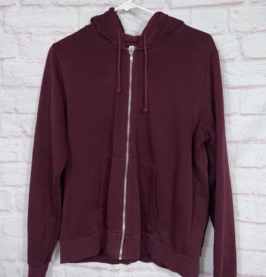 H&M Large Divided Basic Maroon Hoodie