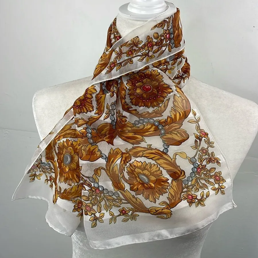 SCARF Rectangular Sheer Floral Print