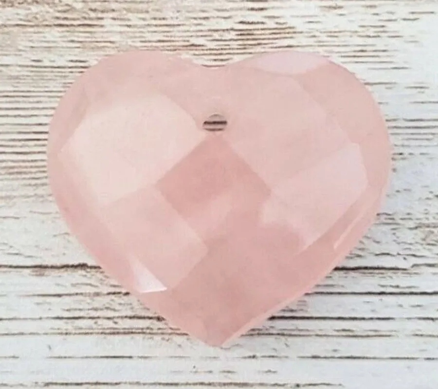 Faceted Pink Heart Pendant Rose Quartz (No Chain Included)