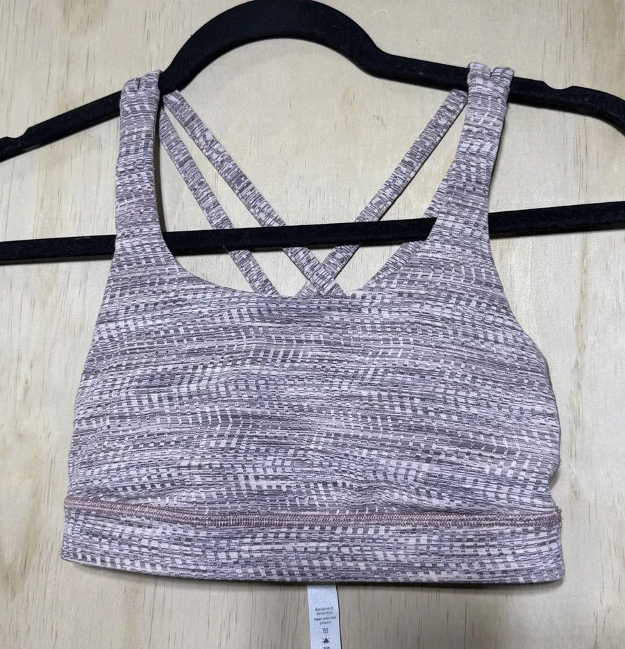 Lululemon Sports Bra Size 2 Strappy Criss Cross Pink Gray Yoga Athletic
