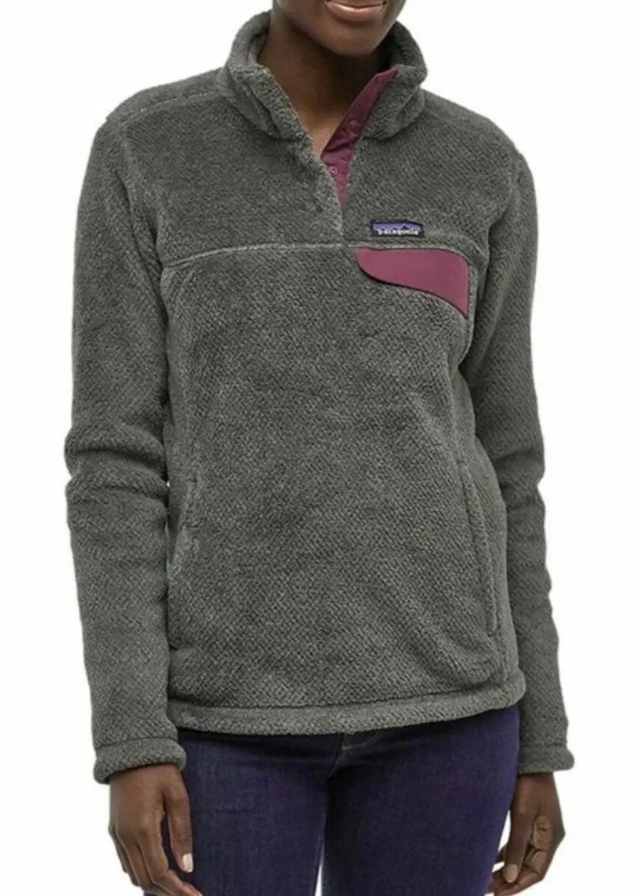Patagonia Re-Tool Snap-T Fleece Pullover Grey Purple Polartec Women's Size Small