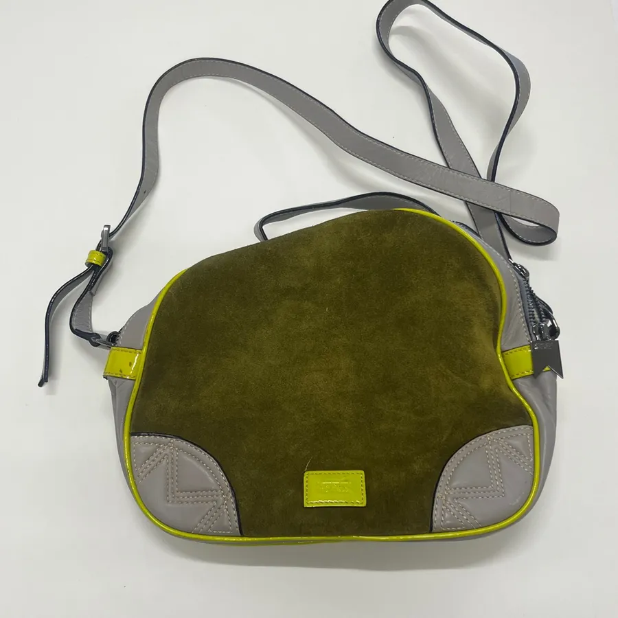 Meredith Wendell suede and leather handbag. Gray