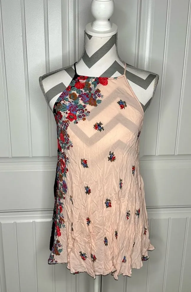Free People Intimately Pink Embellished Halter Chemise