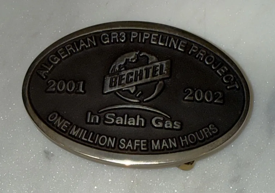 BETCHEL Algerian GR3 Pipeline Project Brass Belt Buckle Anacortes Brass 2001