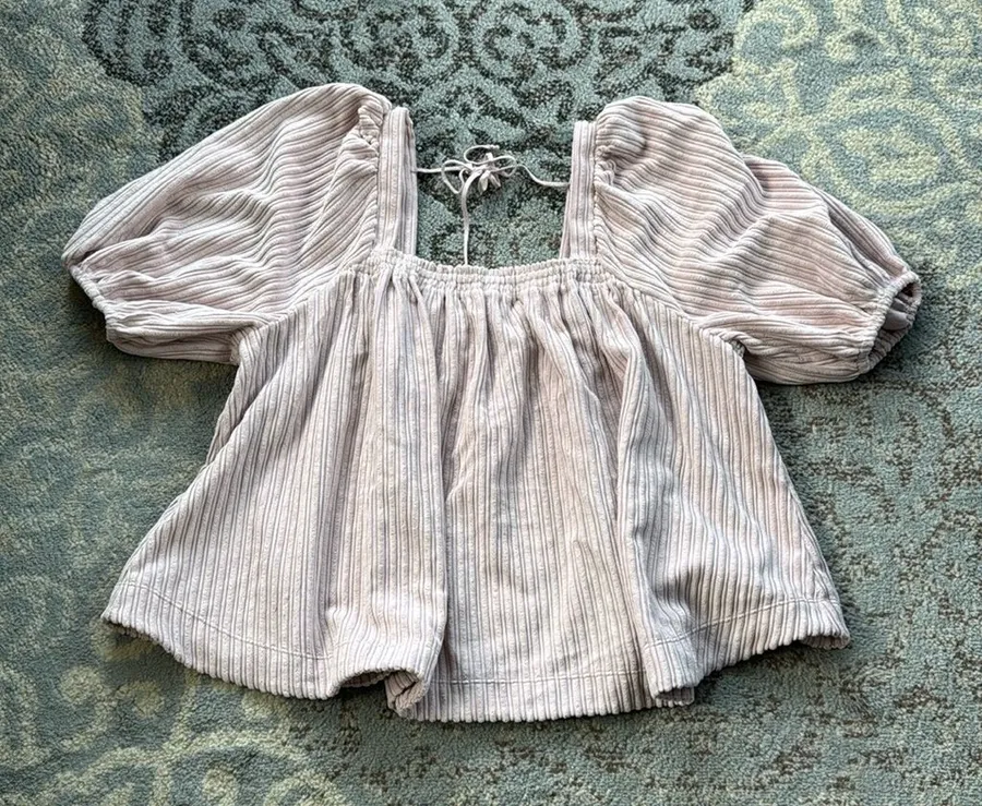 Free People Raquel Corduroy Top Dusty Pink Medium
