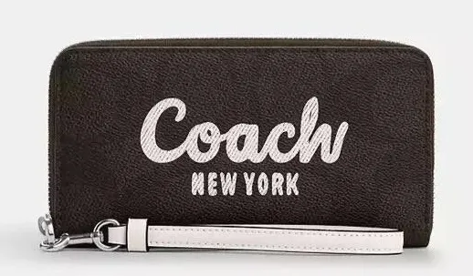 coach Long Zip Around Wallet In Signature Canvas With Coach Graphic cz330