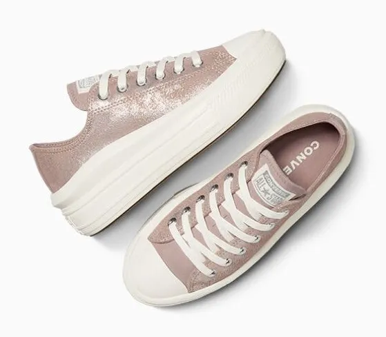 Converse Chuck Taylor All Star Platform Sneakers Metallic Pink Silver Size 8.5