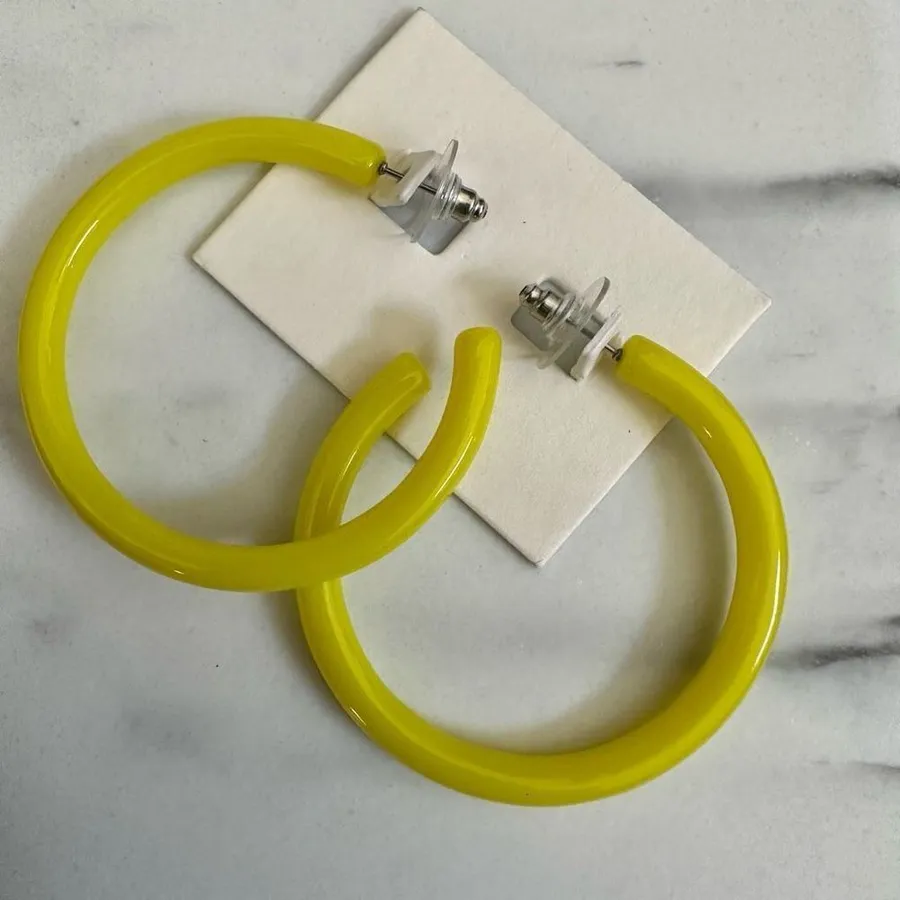 Large Yellow hoop earrings