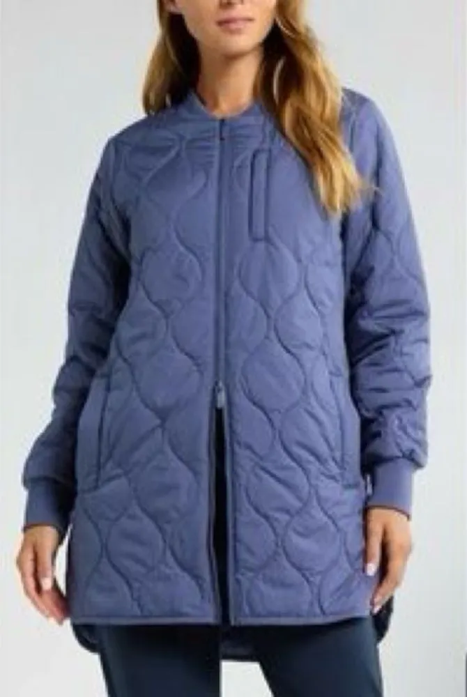 NWT Zella Longline Quilted Jacket full zip oversized women's size small