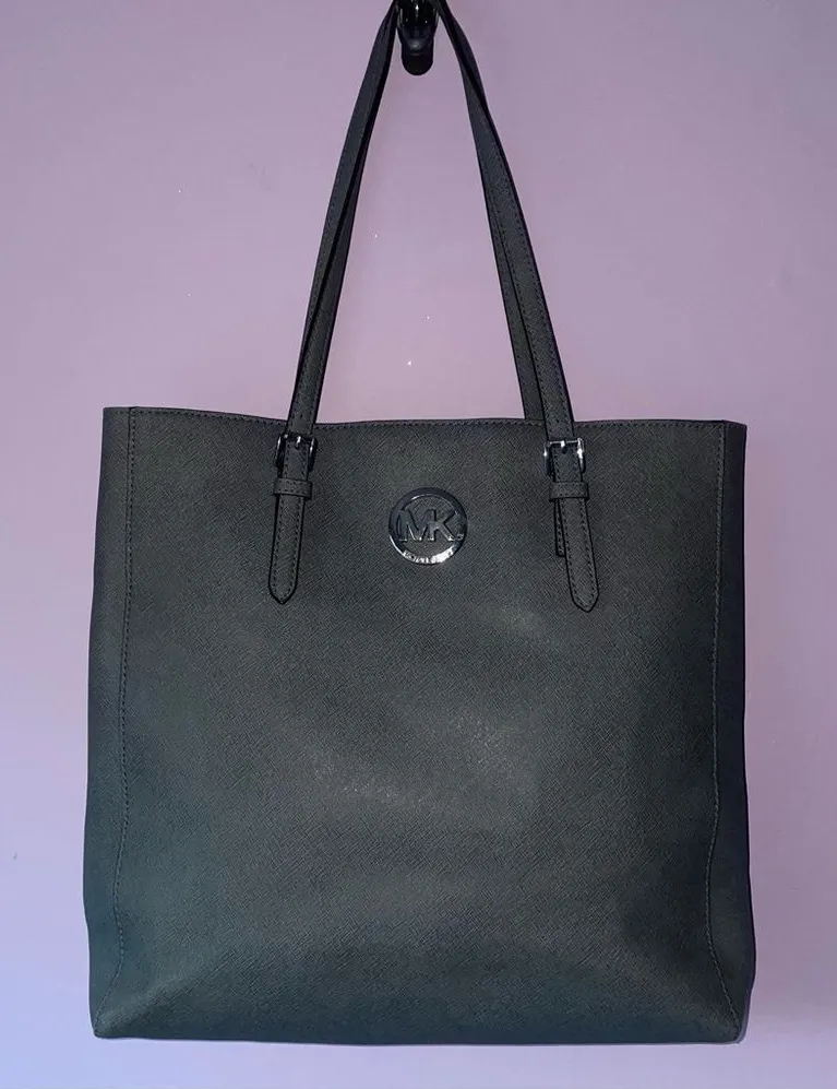 Michael Kors Saffiano Leather Shoulder Bag Tote Gray
