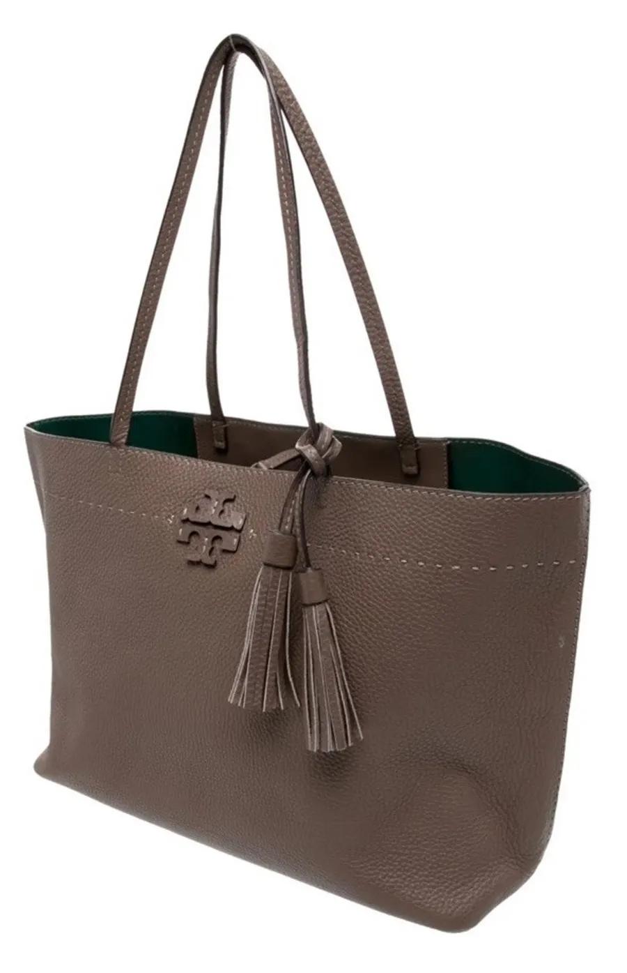 Tory Burch McGraw Granulated Leather Tote Bag - Coffee /Taupe (Excellent Conditi