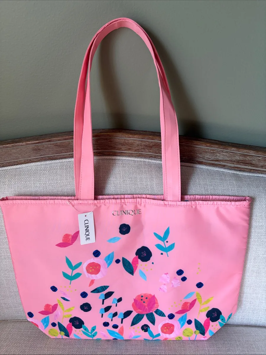 Clinique Pink Floral Tote Bag New with Tags