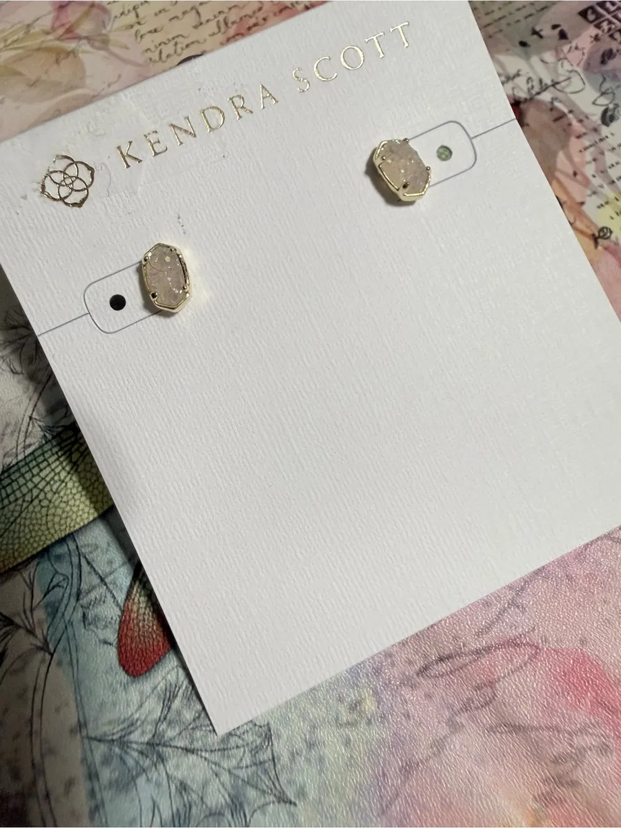 Kendra Scott Emilie Gold Stud Earrings in Iridiscent Drusy