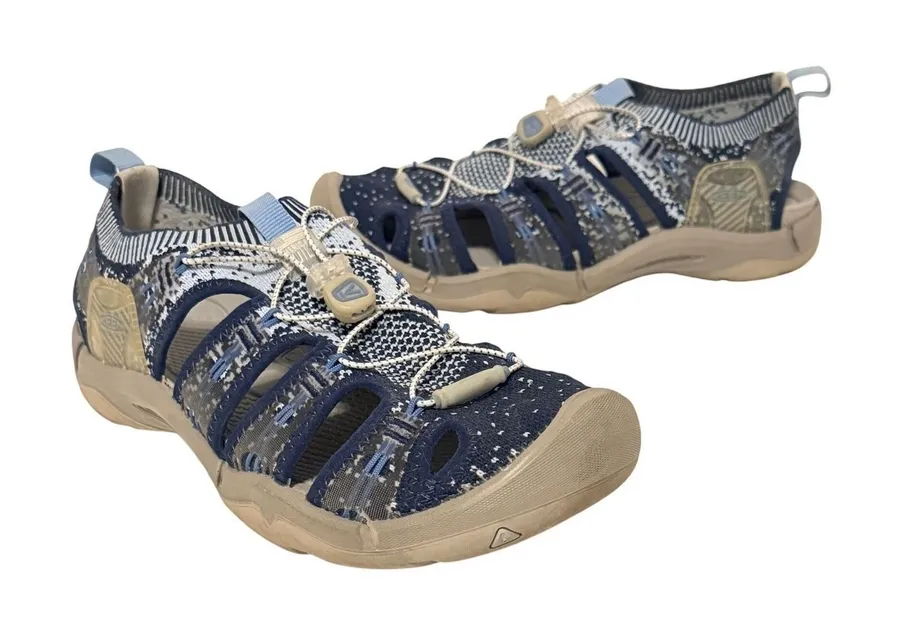 Keen EVOFIT ONE Sandals Sz 6 Blue Knit Bungee Lace Outdoor Water Shoes Gorpcore