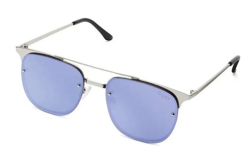 QUAY Private Eyes Silver/Violet Mirror Sunglasses Large Unisex