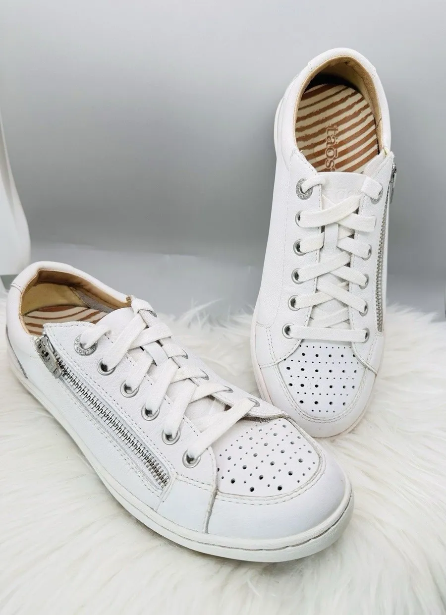 Taos Footwear Zipster Shoe Women's Sz 7.5 White Comfort Sneakers leather Classic