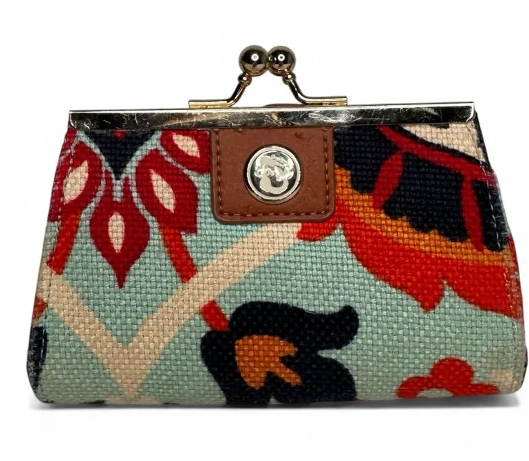Spartina Colorful Floral Lock Linen Coin Purse