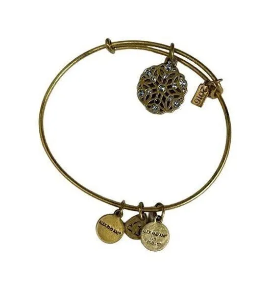 Alex and Ani Gold Charm Bracelet Snowflake 2016 Casual Collectible Stretch