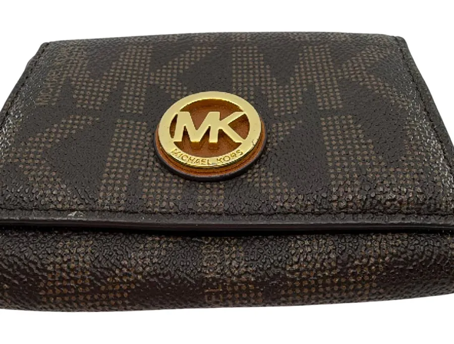 Michael Kors Compact Wallet Brown Signature Coated Canvas Wa