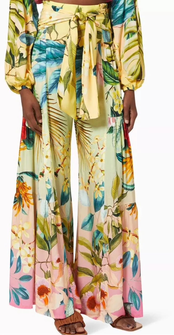 PQ Swim Cora Wide Leg Tropical Pants Yellow