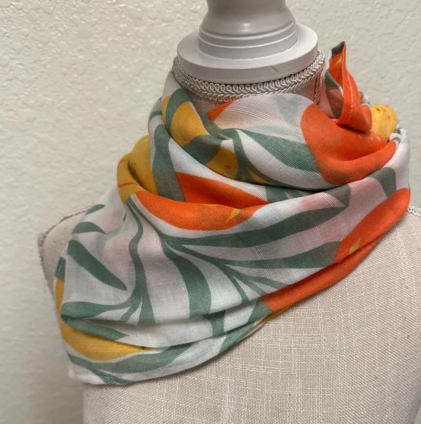 Orange π Citrus Patterned Scarf Sarong Wrap