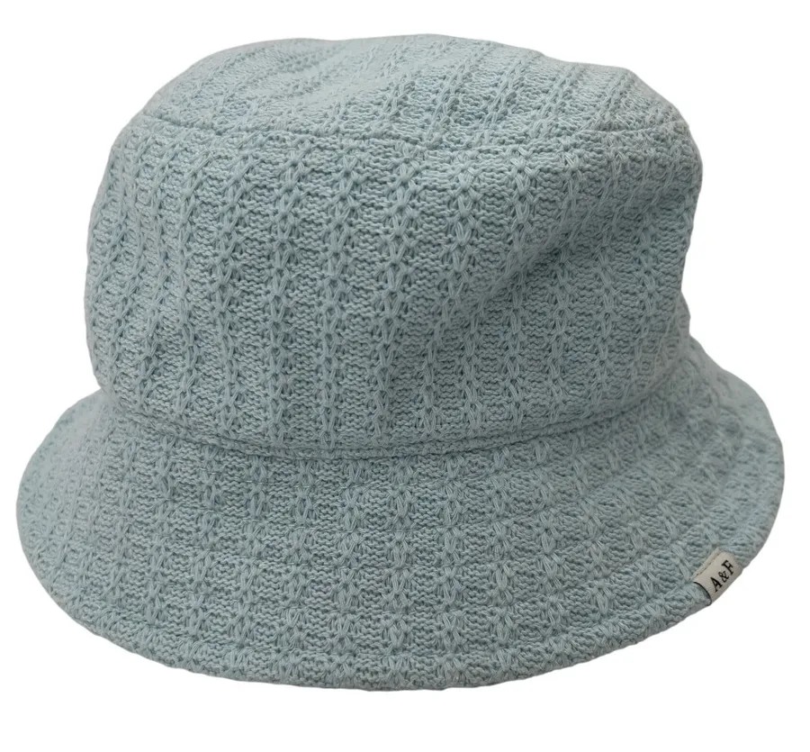 Abercrombie Fitch Womens Light Baby Blue Knit Bucket Hat Trendy Y2K Streetwear