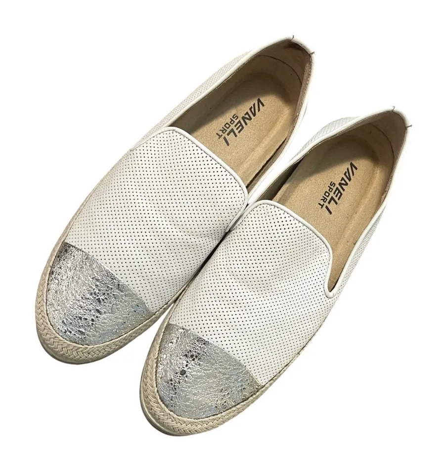 Vaneli Sport White Perforated Espadrille Slip On Loafers Shoes Size 8M