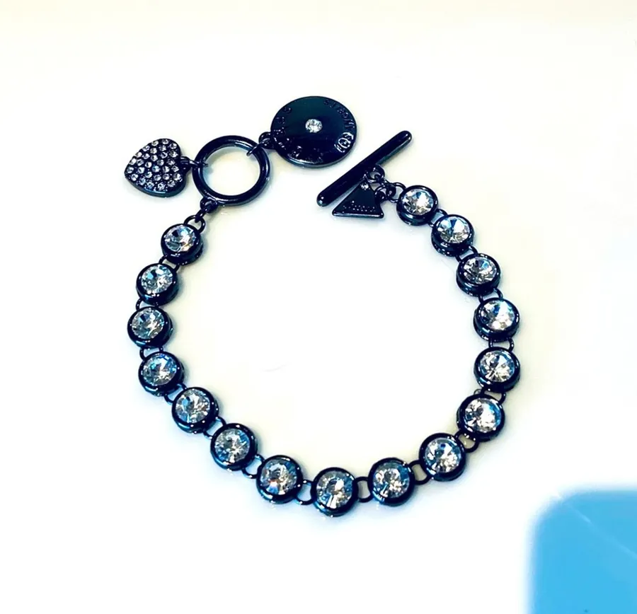 Guess Rhinestone Heart Tag Bracelet