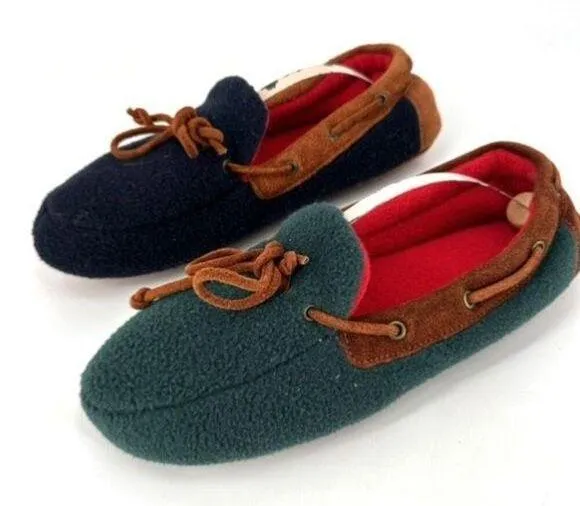 VTG 40/50s Eddie Bauer Women Polartec Colorblock Fleece Moccasin Slippers Size 8