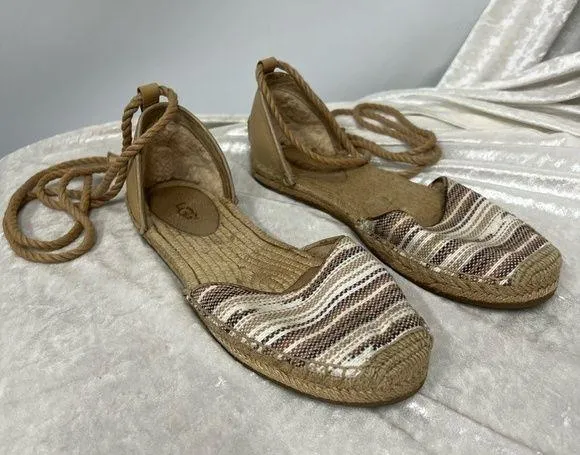UGG Espadrille Size 7 Ankle Strap Neutral Color