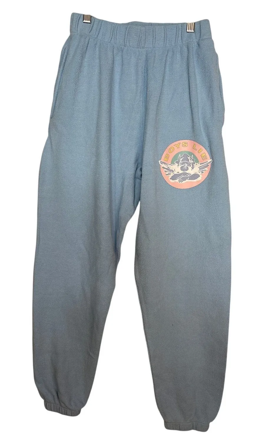 boys lie sz xs x-small sweatpants angel graphic baby blue pink
