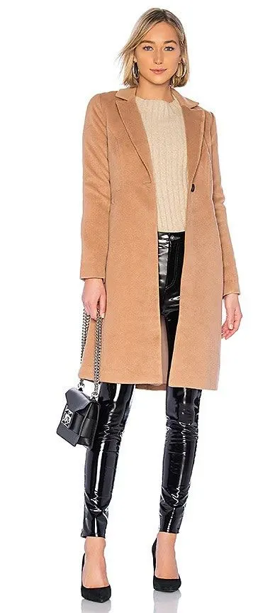 Revolve x Lover + Friends Storm Camel Tan One Button Long Over Coat Jacket Sz S
