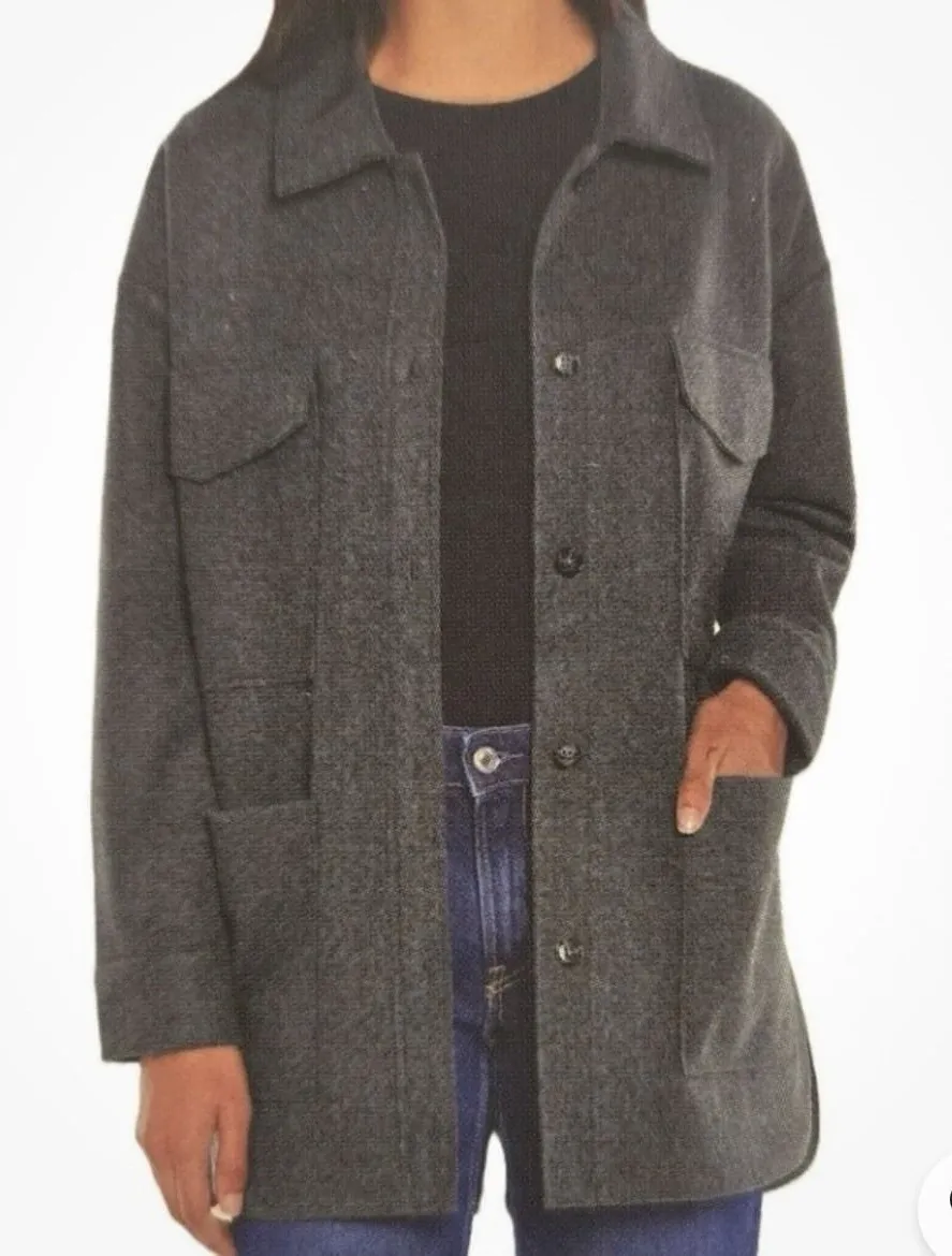 Banana Republic Ladies' Structured 4 Pocket Button Shacket Shirt Jacket Gray S