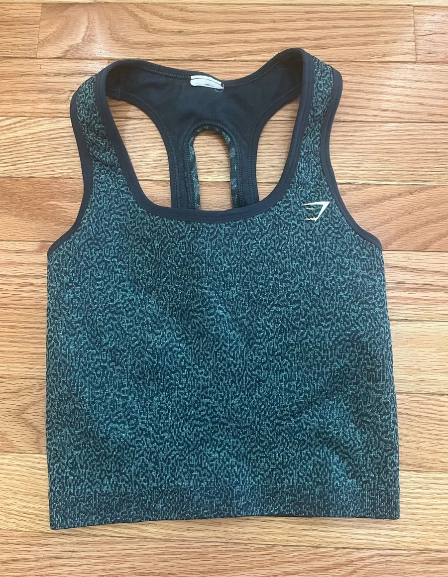 Gymshark Green Seamless Racerback Sports Bra Small Crop Tank
