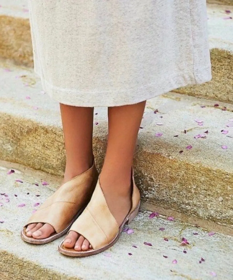 Free People Tan Leather Mont Blanc Sandals Shoes 37.5