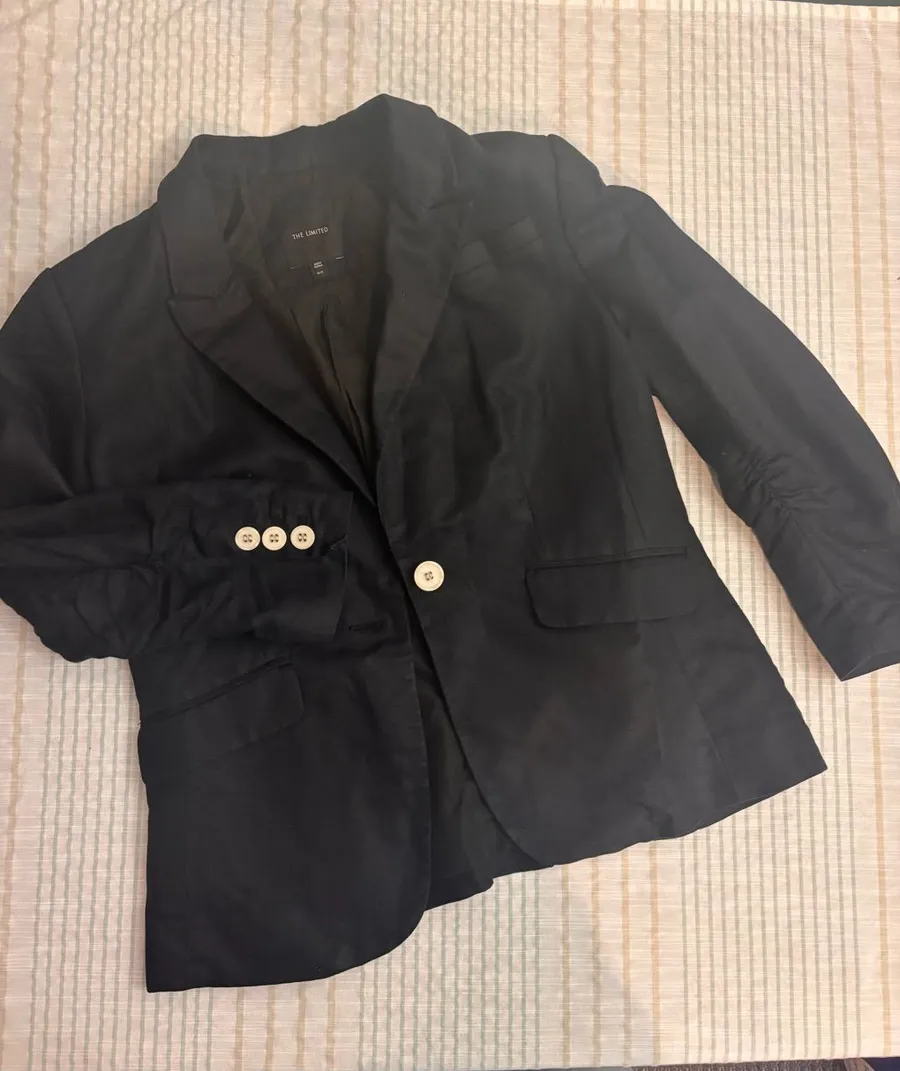 The Limited Black Blazer with White Contrast Buttons