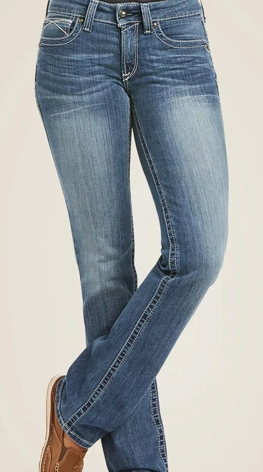 Ariat R.E.A.L. Rainstorm Jeans Womens 33R Medium Wash Straight Leg AW65301