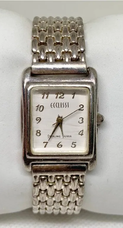 Eclissi 925 sterling silver case & band women watch 22mm quartz analog running