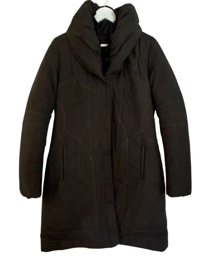 Elie Tahari down fill cocoon puffer jacket charcoal size M