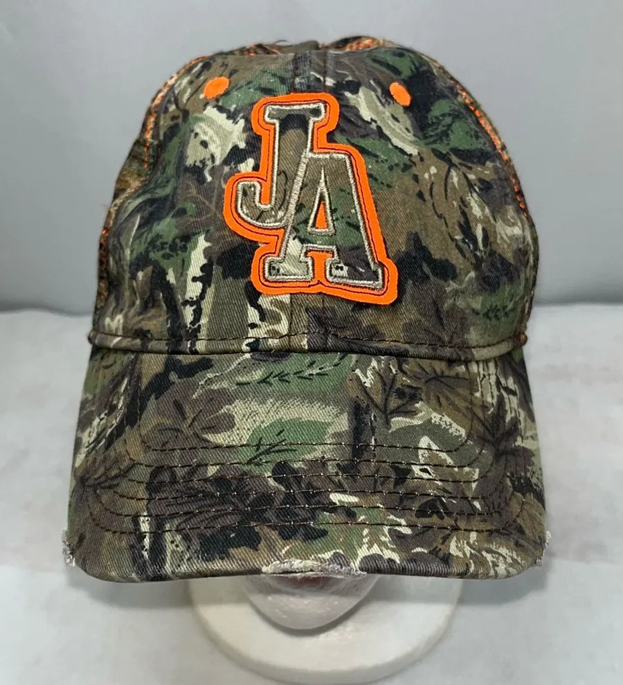 Jason Aldean Mens Camo Mesh Snapback Embroidered JA Logo Trucker Hat Cap Green