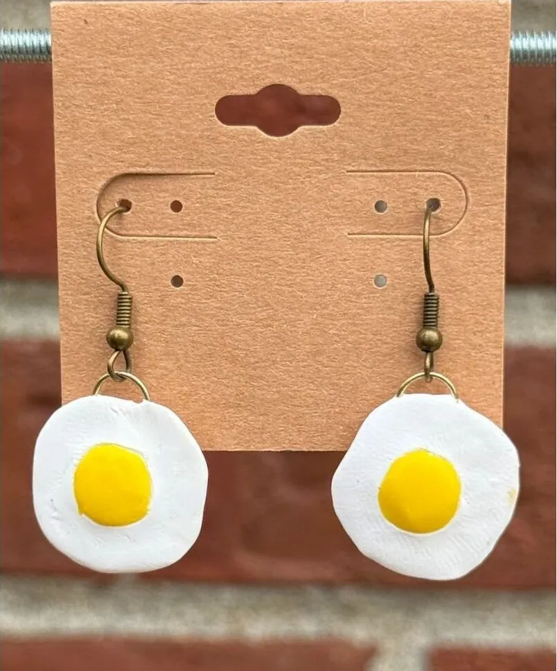 Handmade Polymer Clay Earrings Over Easy Eggs
