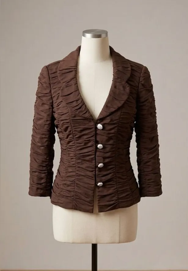 Cachet Brown Ruched Blazer Jacket Size 4