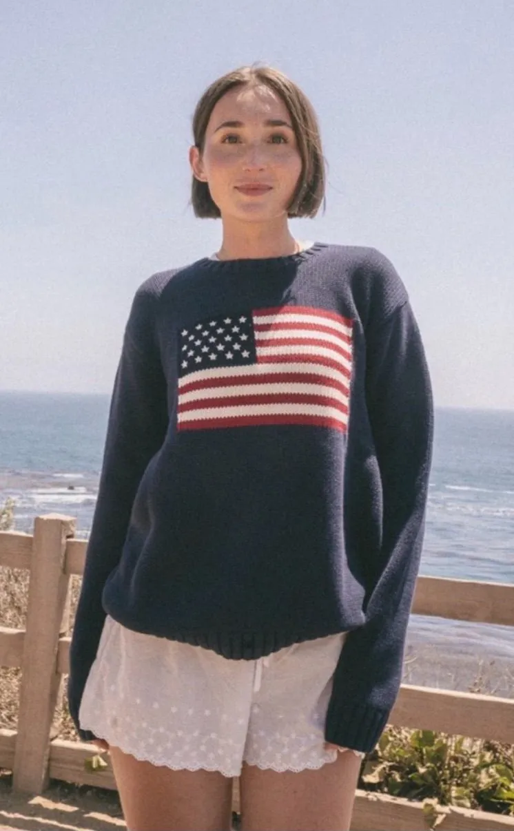 Brandy Melville Nico American flag sweater navy blue small/medium NWT