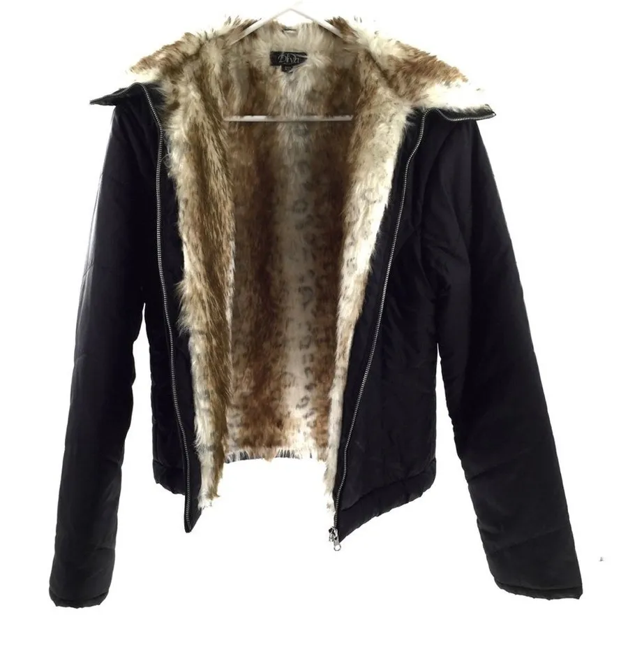 Diva Faux Rabbit Fur Black Jacket Black Size undefined