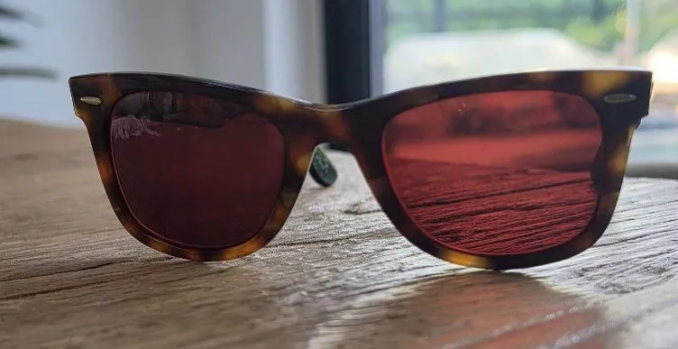 Ray-Ban Wayfarer RB2140 Sunglasses Tortoise Frame Red Lenses Italy Handmade