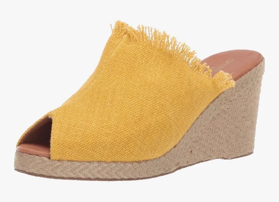 Andre Assous Popy Espadrille Wedge Sandal Yellow Sz 9 NWOB