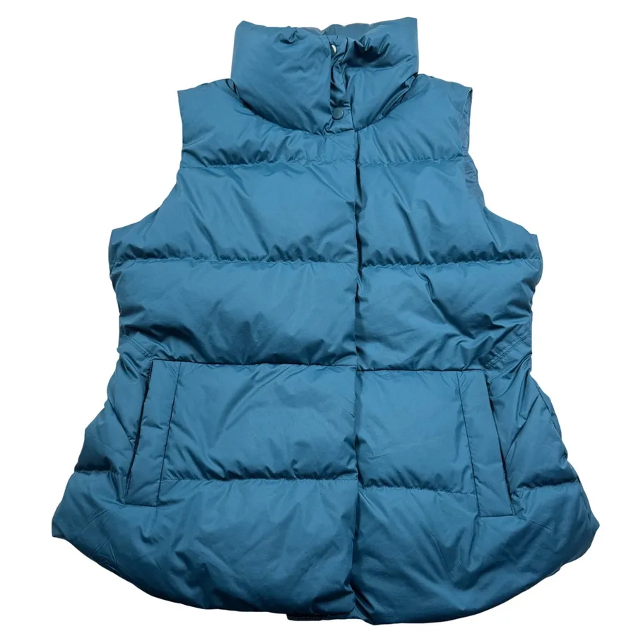 Athleta Downtown Vest Women Large Teal Blue Puffer Down Insulated Winter 599481