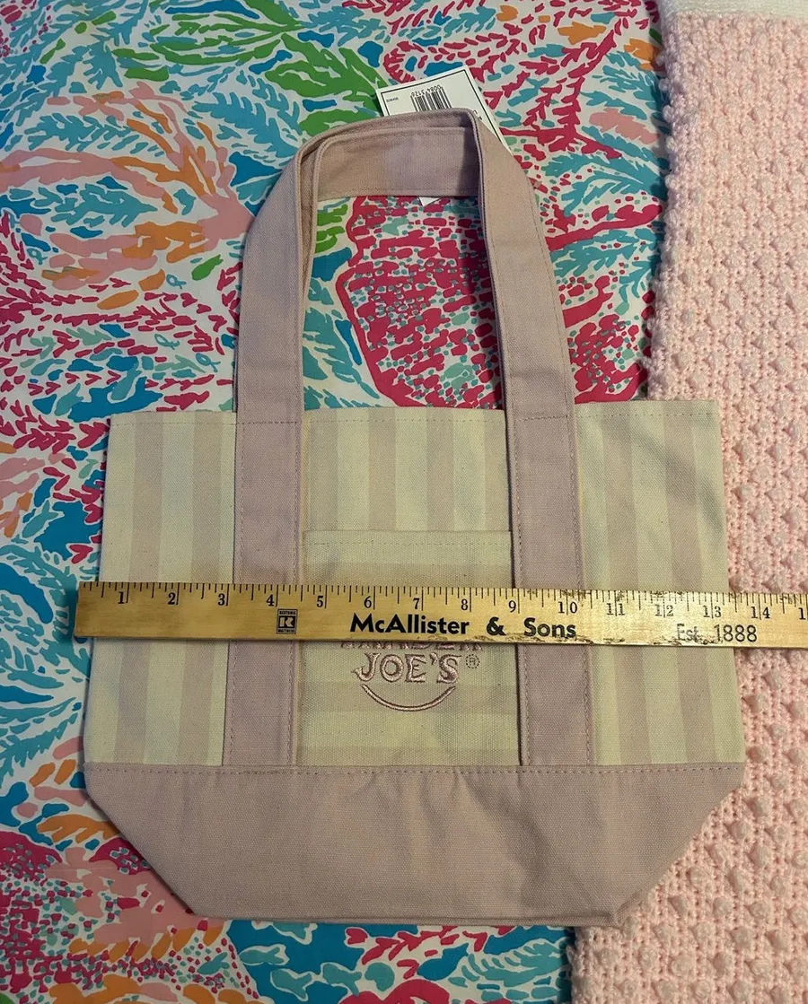 Joe's Jeans Pale Pink & Cream Striped Canvas Tote