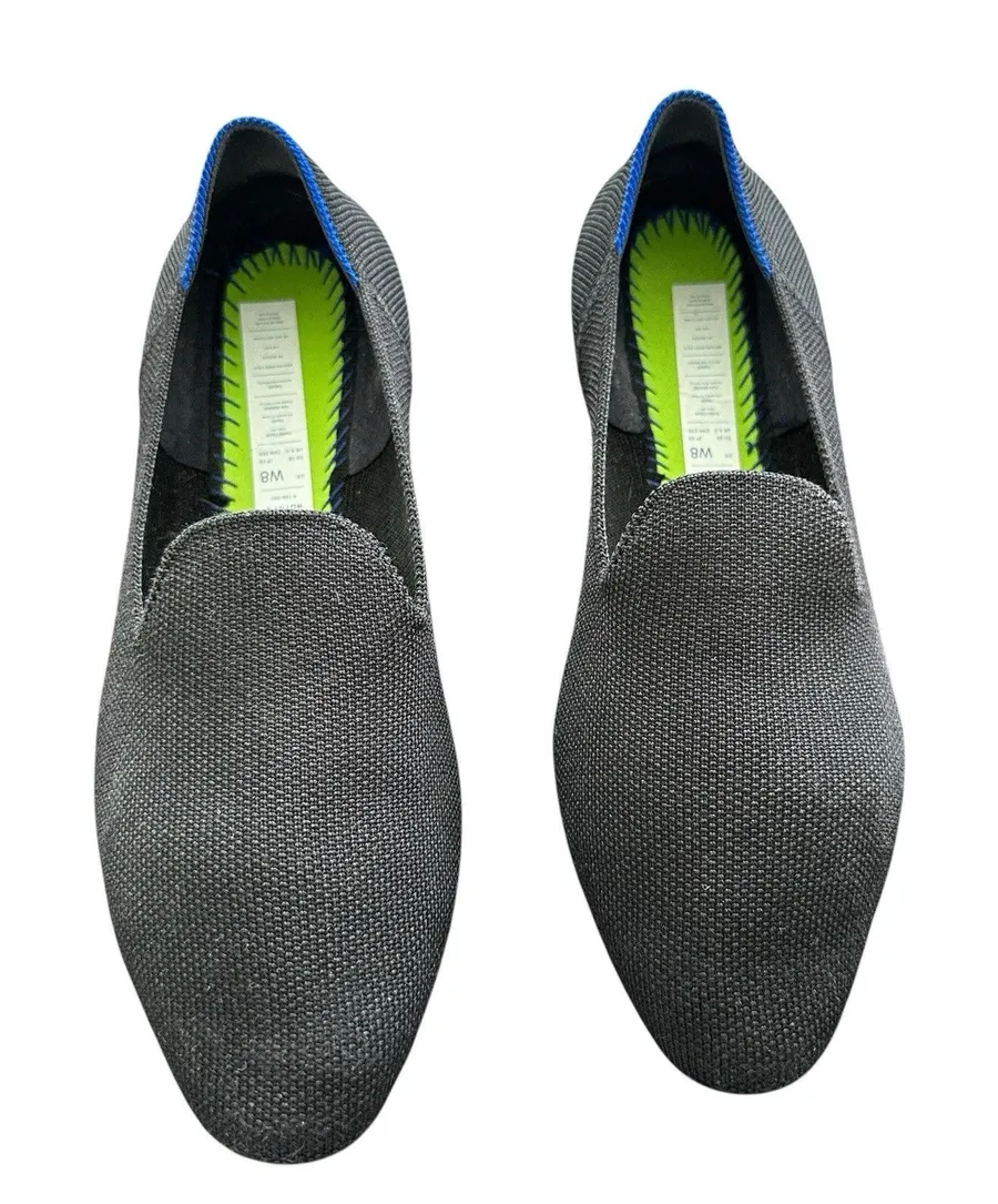 Rothy’s The Loafer Sz 8 Black Solid Knit Slip On Shoes Academia No Insole